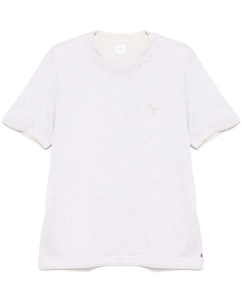 Eleventy T-Shirt mit Logo-Stickerei - Grau Grau