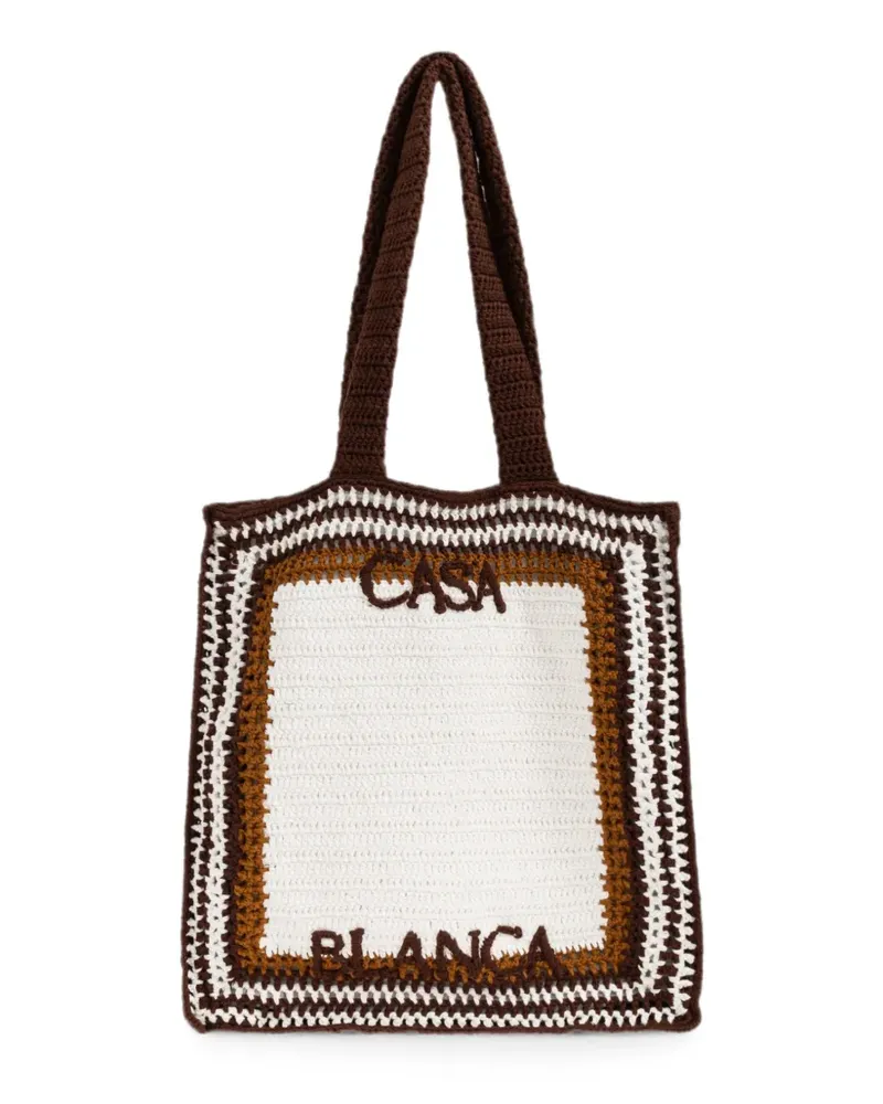 Casablanca Paris logo-embroidered crocheted tote bag - Weiß Weiß