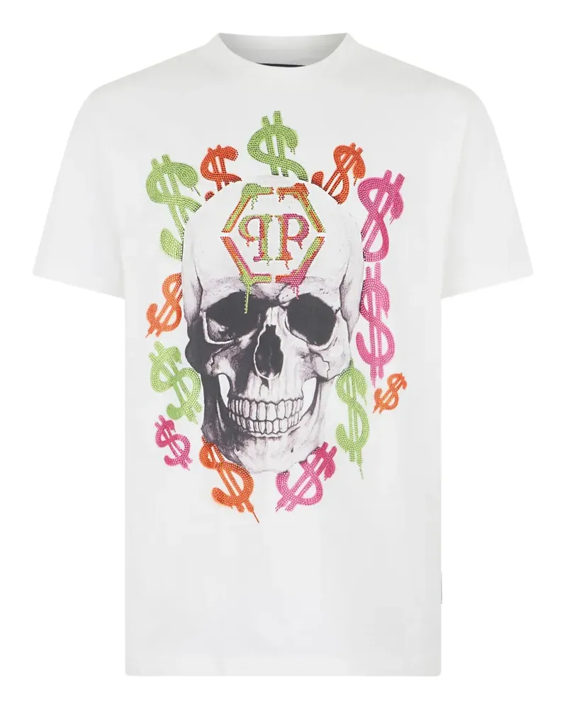 Philipp Plein Dollar Spray T-Shirt aus Jersey - Weiß Weiß
