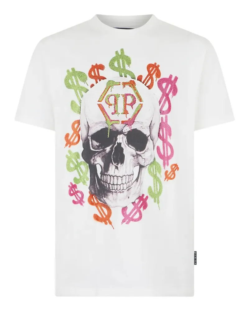 Philipp Plein Dollar Spray T-Shirt aus Jersey - Weiß Weiß