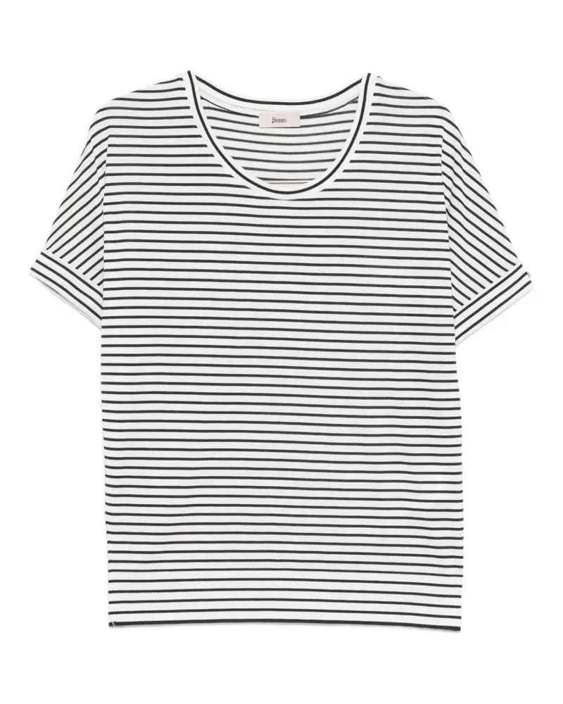 Herno Gestreiftes T-Shirt - Weiß Weiß