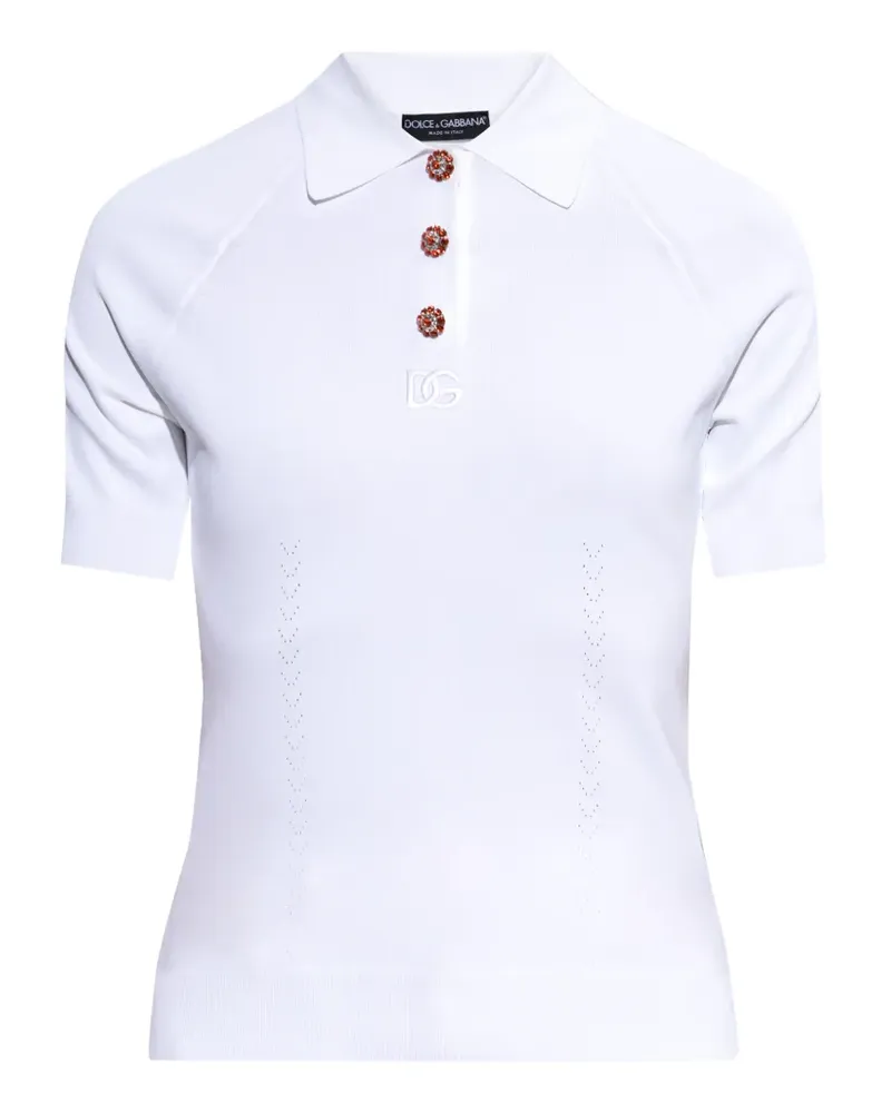 Dolce & Gabbana crystal-button polo shirt - Weiß Weiß