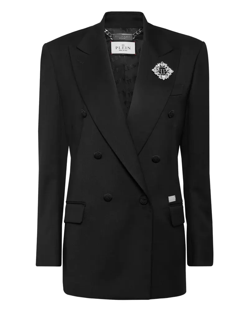 Philipp Plein Doppelreihiger Blazer mit Kristallen - Schwarz Schwarz