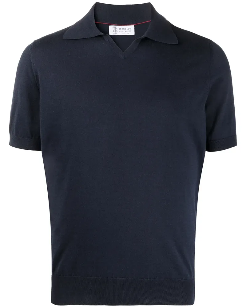 Brunello Cucinelli Poloshirt mit gerippten Details - Blau Blau