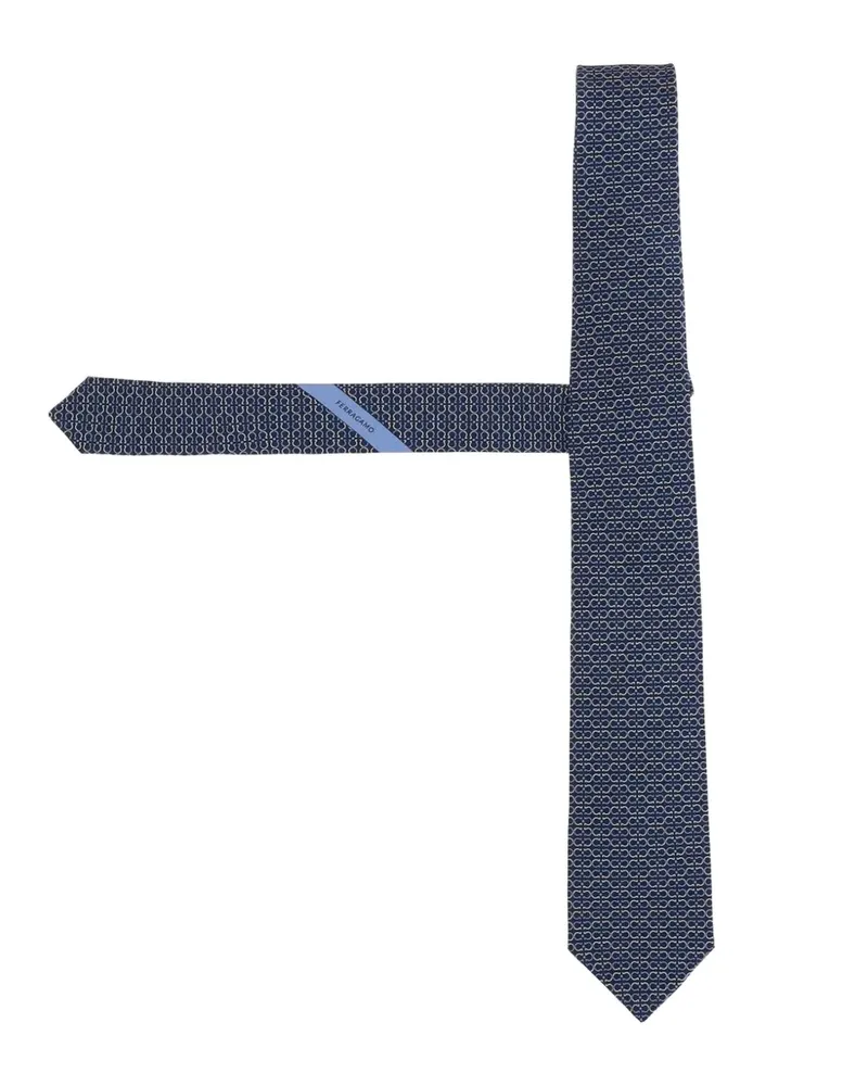 Ferragamo Seidenkrawatte mit Gancini-Print - Blau Blau