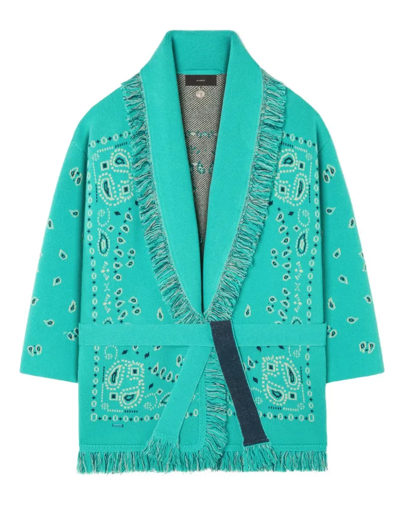 Alanui Jacquard-Strickmantel mit Bandana-Fransen - Blau Blau