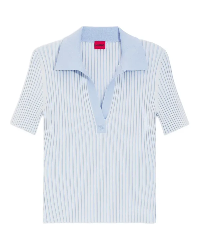 HUGO BOSS ribbed-knit striped T-shirt - Blau Blau