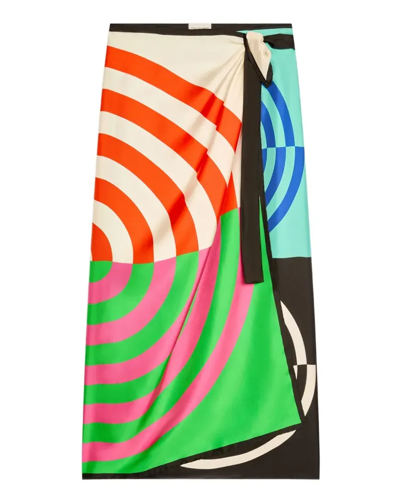 Dries van Noten Midirock mit Print - Grün Grün