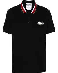 Moschino Poloshirt mit gummiertem Logo Schwarz