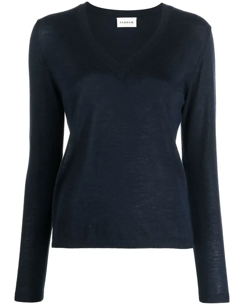 P.A.R.O.S.H. Kaschmirpullover mit V-Ausschnitt - Blau Blau