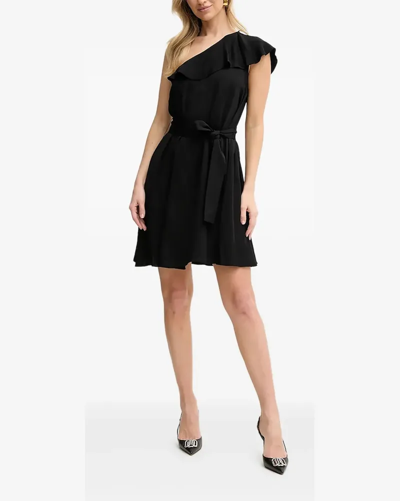 Armani Exchange One-Shoulder-Kleid mit Volants - Schwarz Schwarz