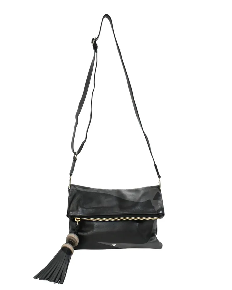Anya Hindmarch foldover tassel crossbody bag - Schwarz Schwarz