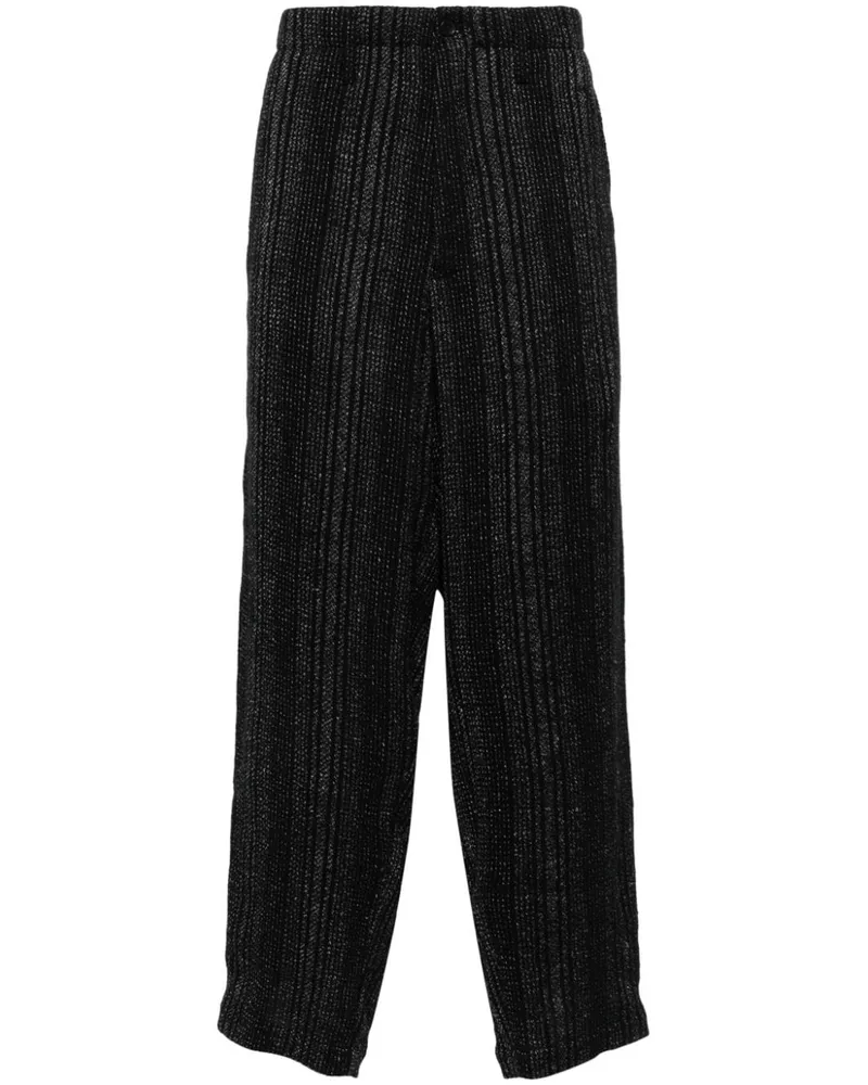 Yohji Yamamoto Weite Hose mit Z-Streifen - Schwarz Schwarz