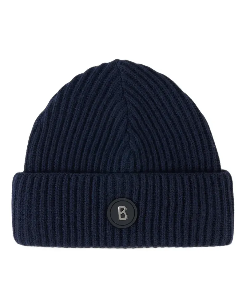 Bogner Gustav Beanie aus Rippstrick - Blau Blau