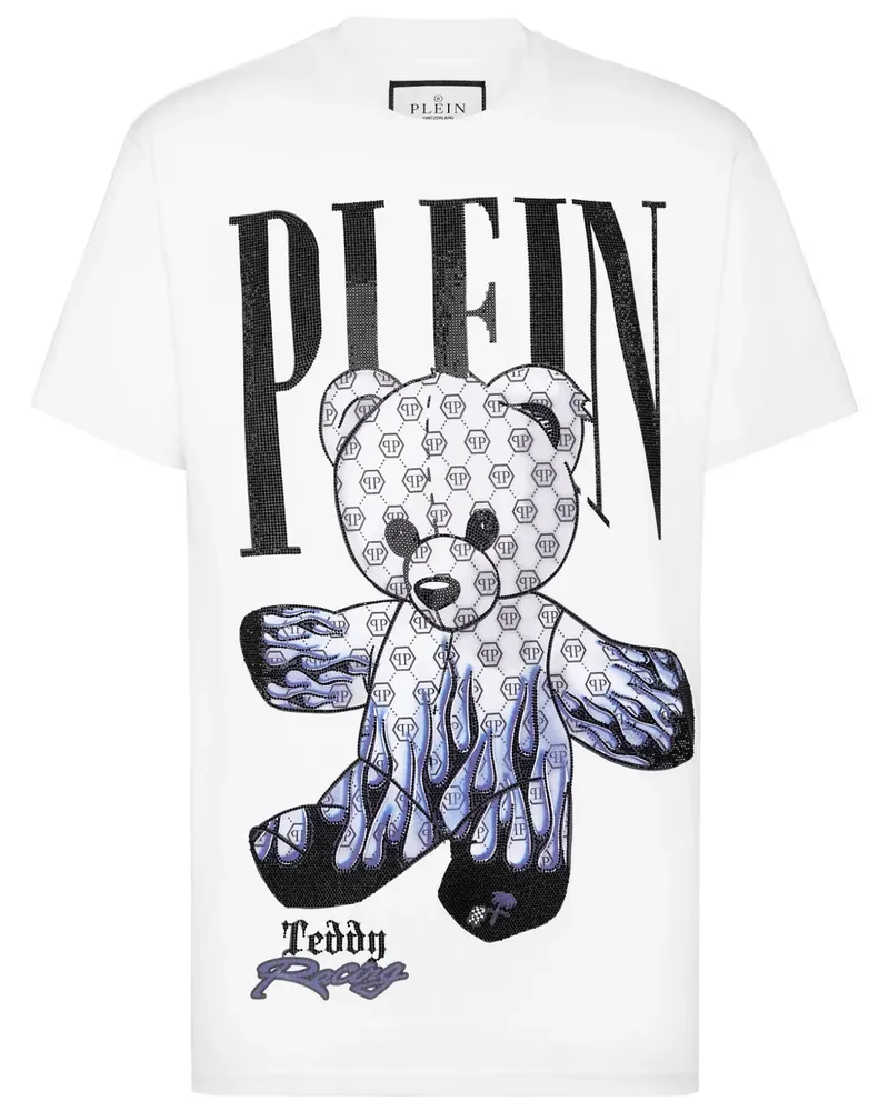 Philipp Plein T-Shirt mit Teddy - Weiß Weiß