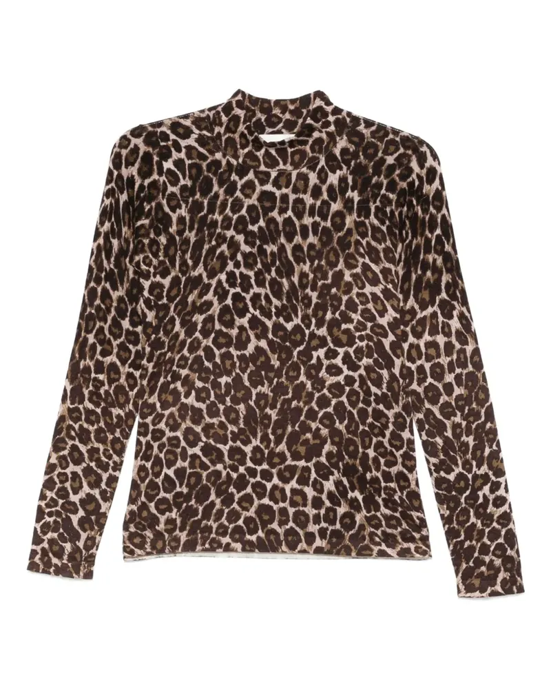 Eric Bompard T-Shirt aus Kaschmir mit Leoparden-Print - Braun Braun