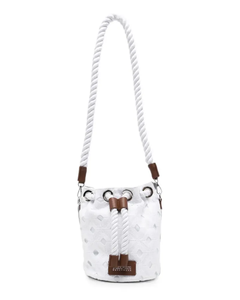 Max Mara rope-detail floral-lace bucket bag - Weiß Weiß