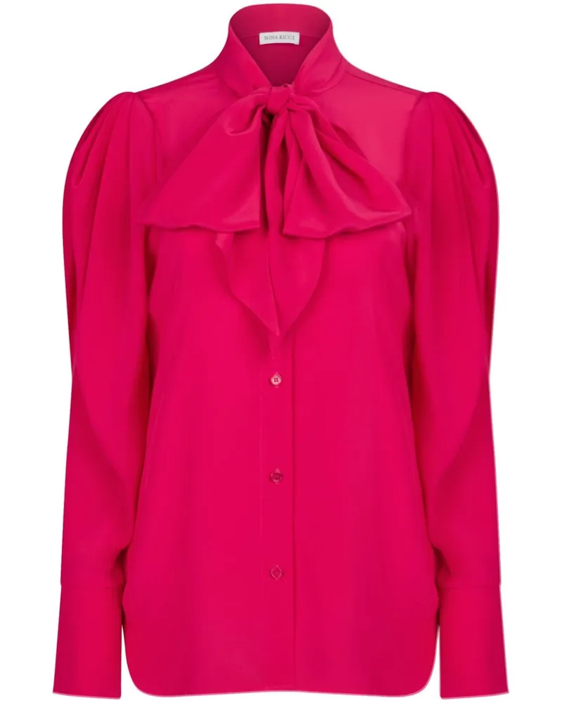 Nina Ricci Seidenbluse mit Schleifenkragen Rosa