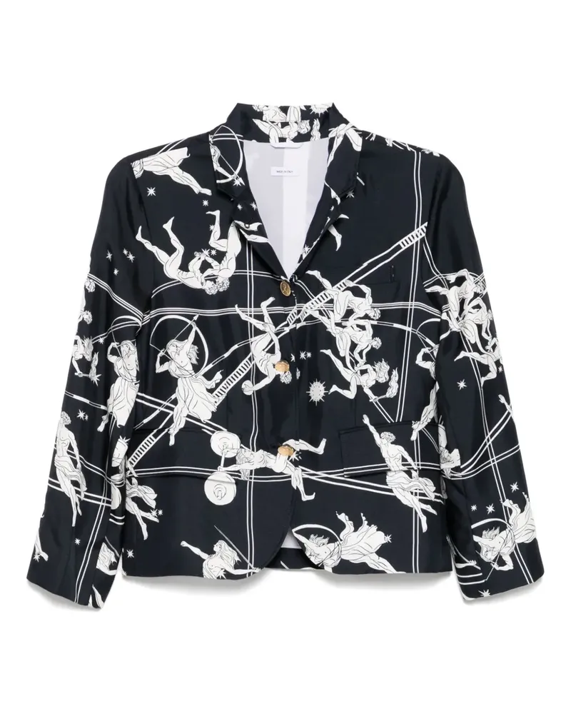 Thom Browne Mantel mit grafischem Print - Blau Blau