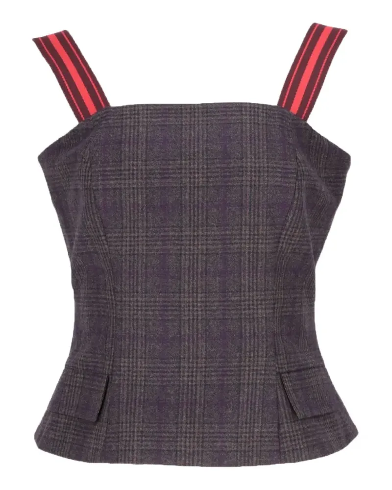 Isaia check-pattern corset-style top - Braun Braun