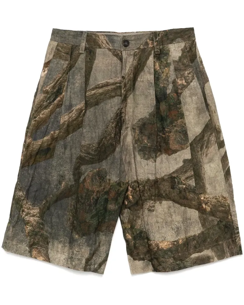 Ziggy Chen Shorts mit Baum-Print - Grün Grün