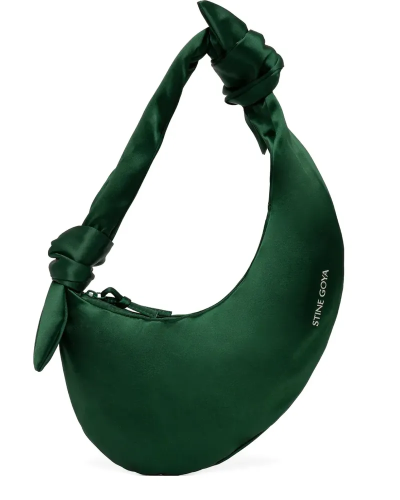 Stine Goya logo-print satin tote bag - Grün Grün