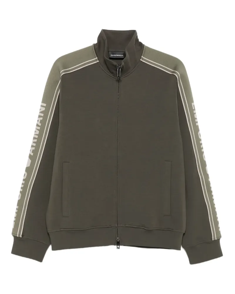 Emporio Armani Sweatshirtjacke mit Logo-Streifen - Grün Grün