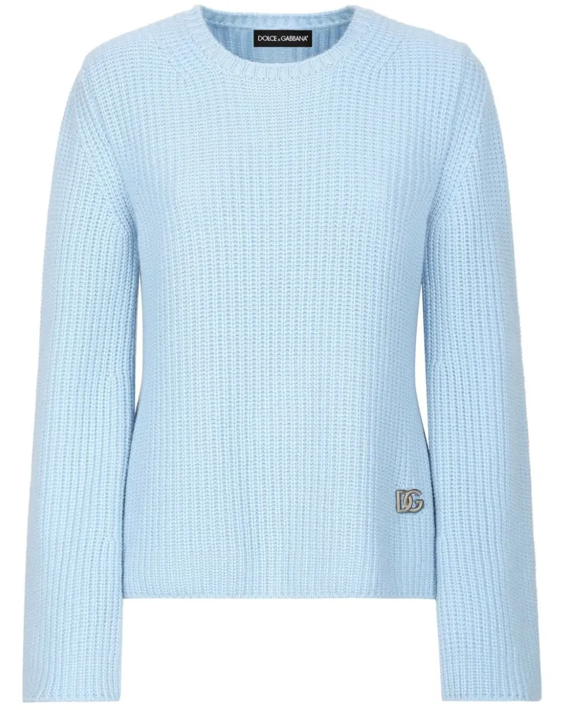Dolce & Gabbana Kaschmirpullover mit DG-Schild - Blau Blau