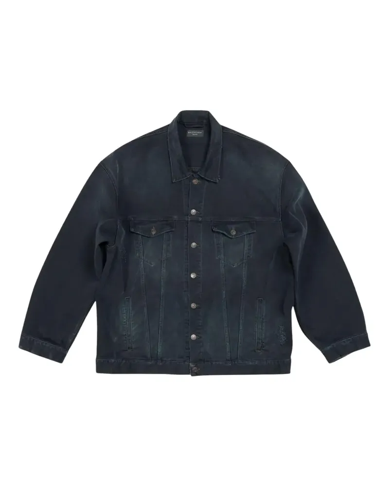Balenciaga Icon logo-print denim jacket - Grau Grau