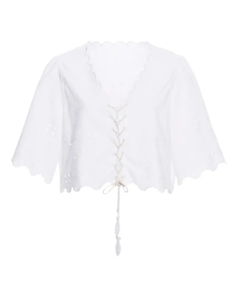 AGUA BENDITA eyelet trim madeira crop top - Weiß Weiß