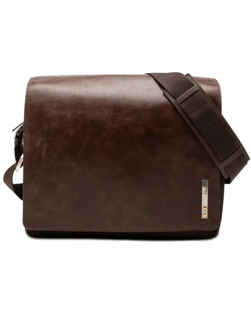 Cartier 2010-2026 Leather and Canvas Santos Messenger Bag crossbody bag - Braun Braun
