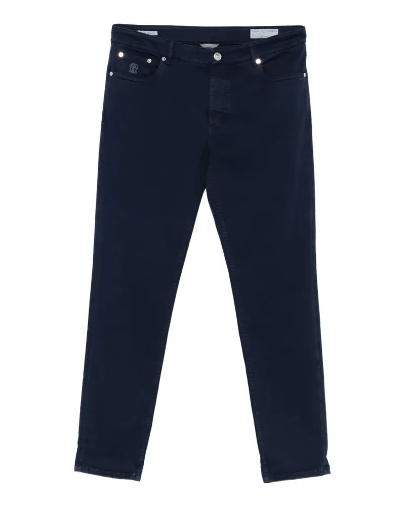 Brunello Cucinelli logo-embroidered jeans - Blau Blau