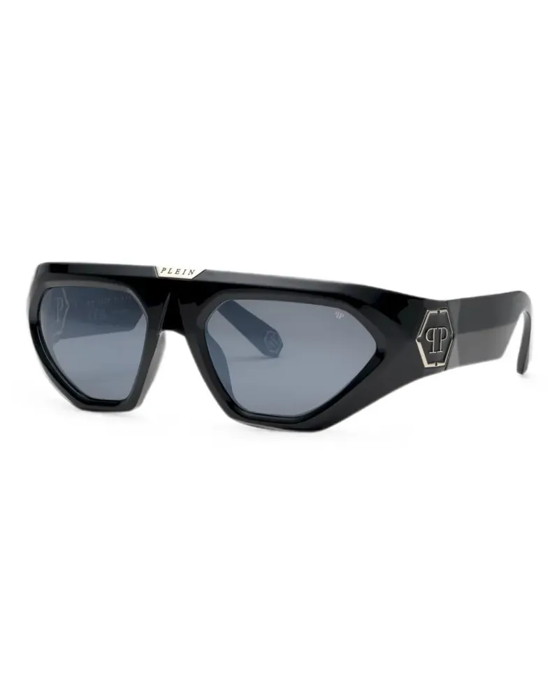 Philipp Plein logo-plaque geometric-frame sunglasses - Schwarz Schwarz