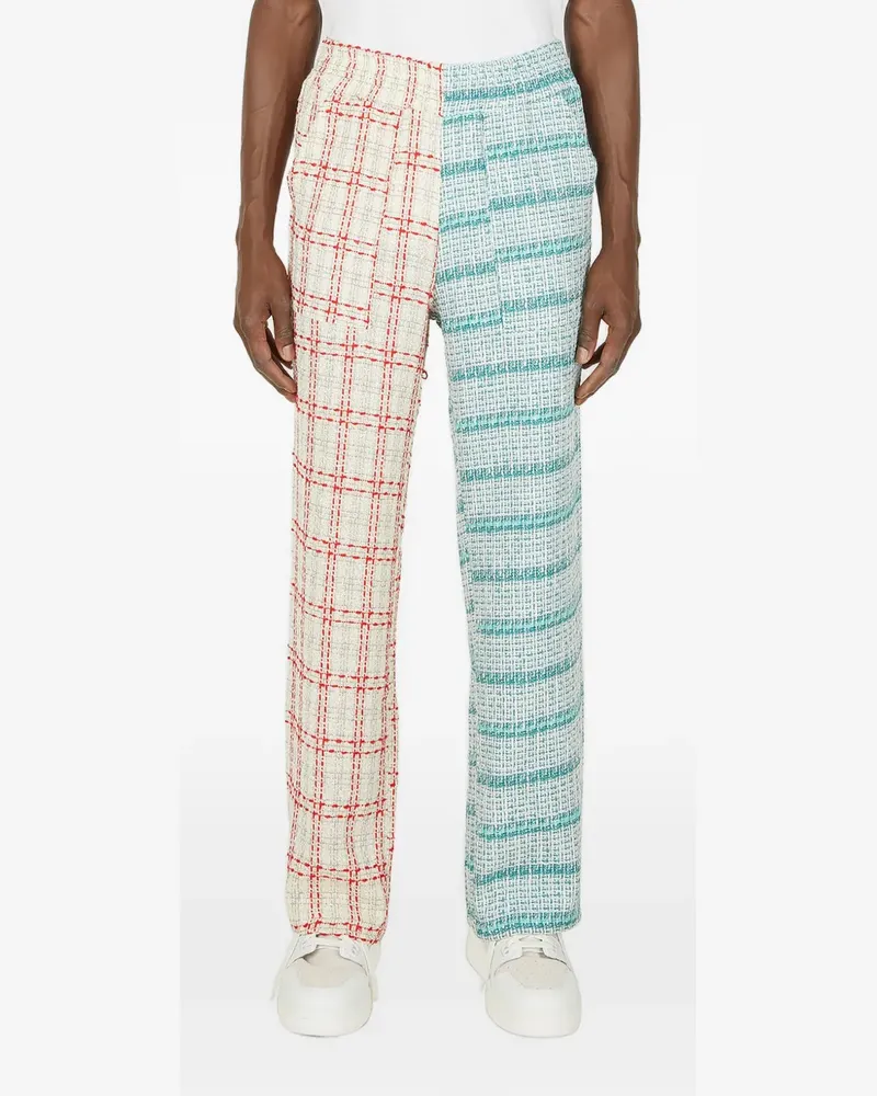 (di)vision check-pattern contrasting-panel trousers - Nude Nude