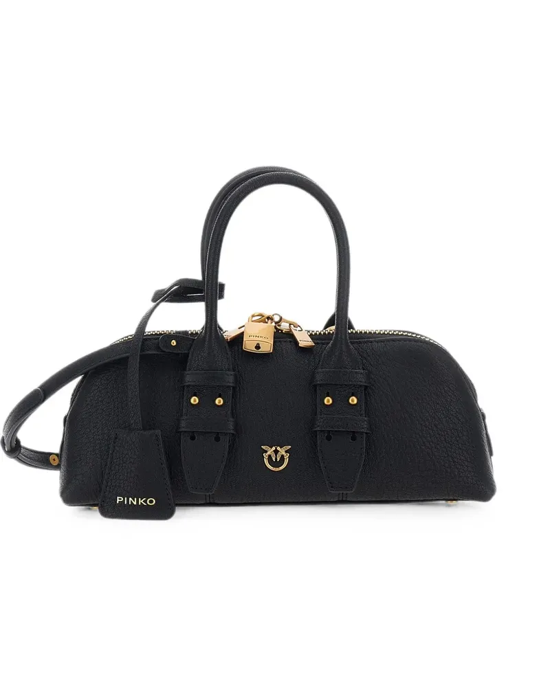 Pinko grained leather Love Birds shoulder bag - Schwarz Schwarz