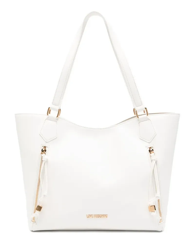 Moschino logo-plaque tote bag - Weiß Weiß