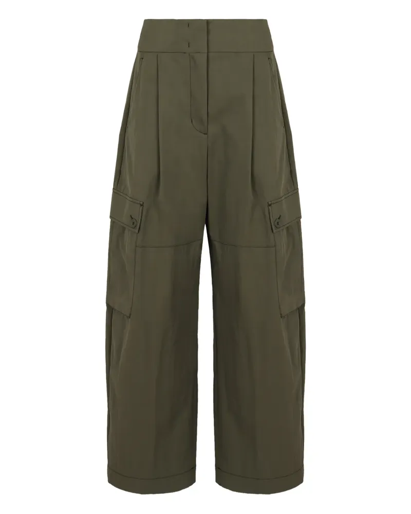 Max Mara Hose aus Gabardine mit Falten - Grün Grün