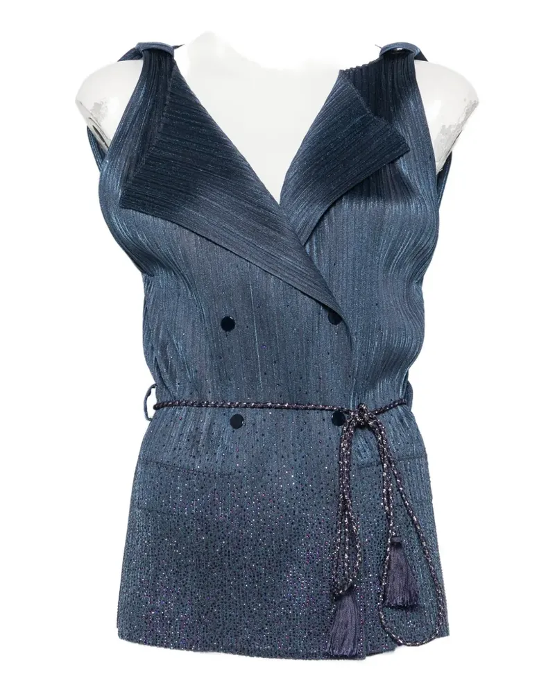 Giorgio Armani plissé-effect double-breasted vest - Blau Blau