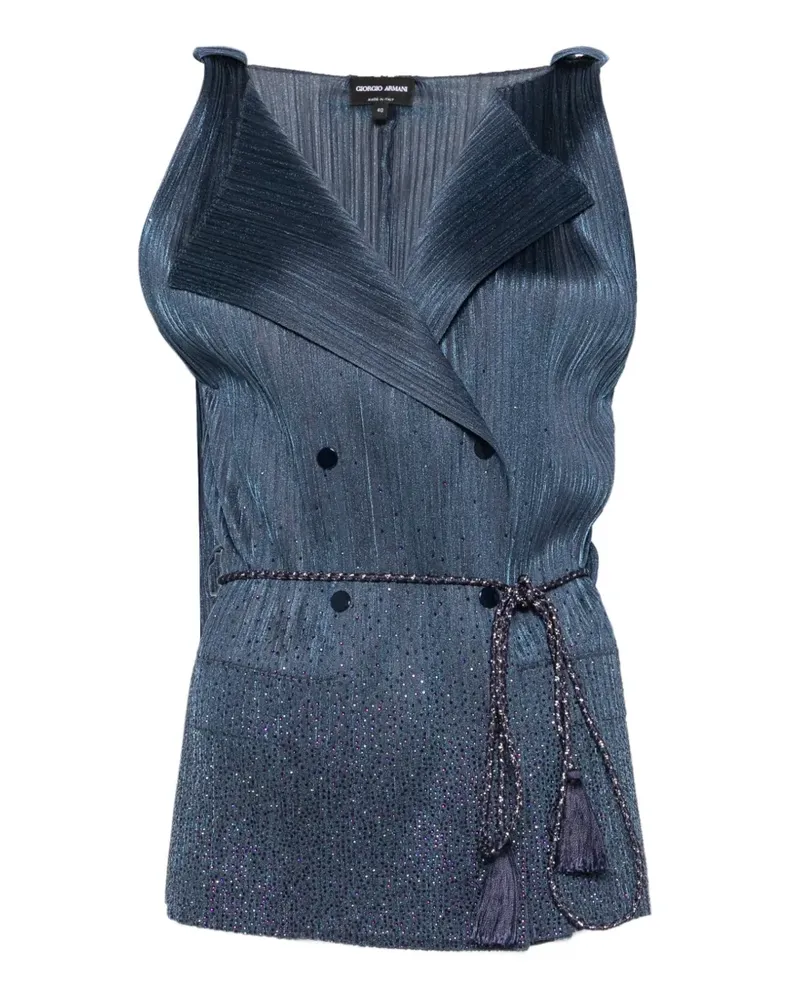 Giorgio Armani plissé-effect double-breasted vest - Blau Blau