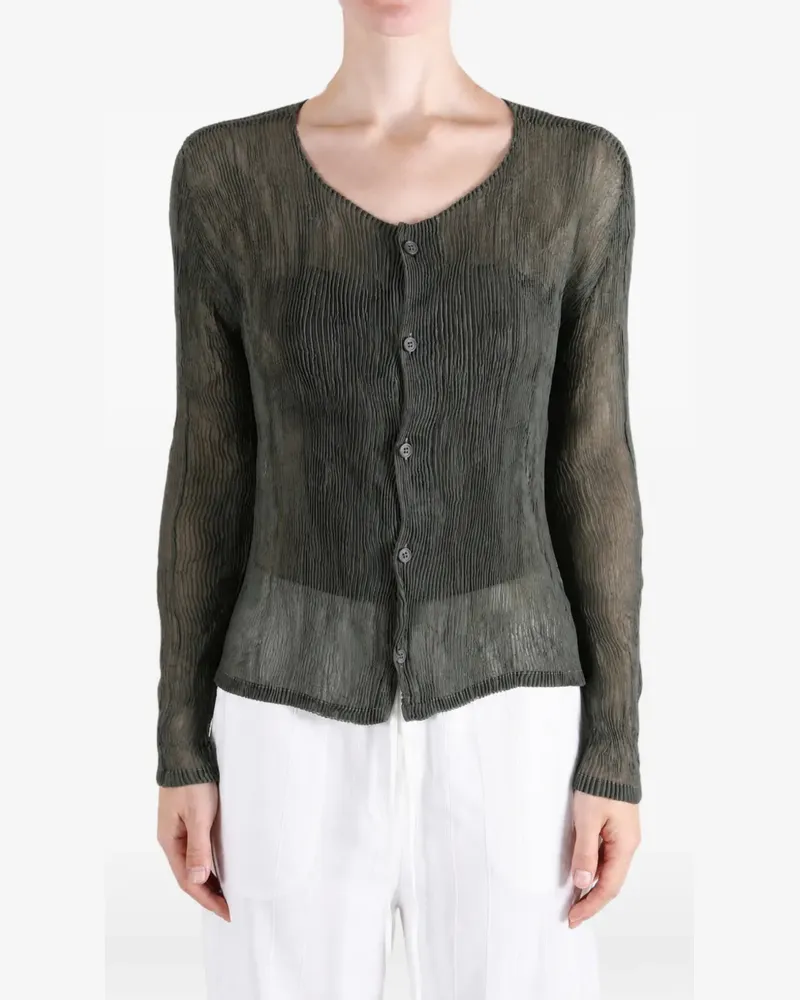 Issey Miyake Geknöpfter Cardigan mit Falten - Grau Grau