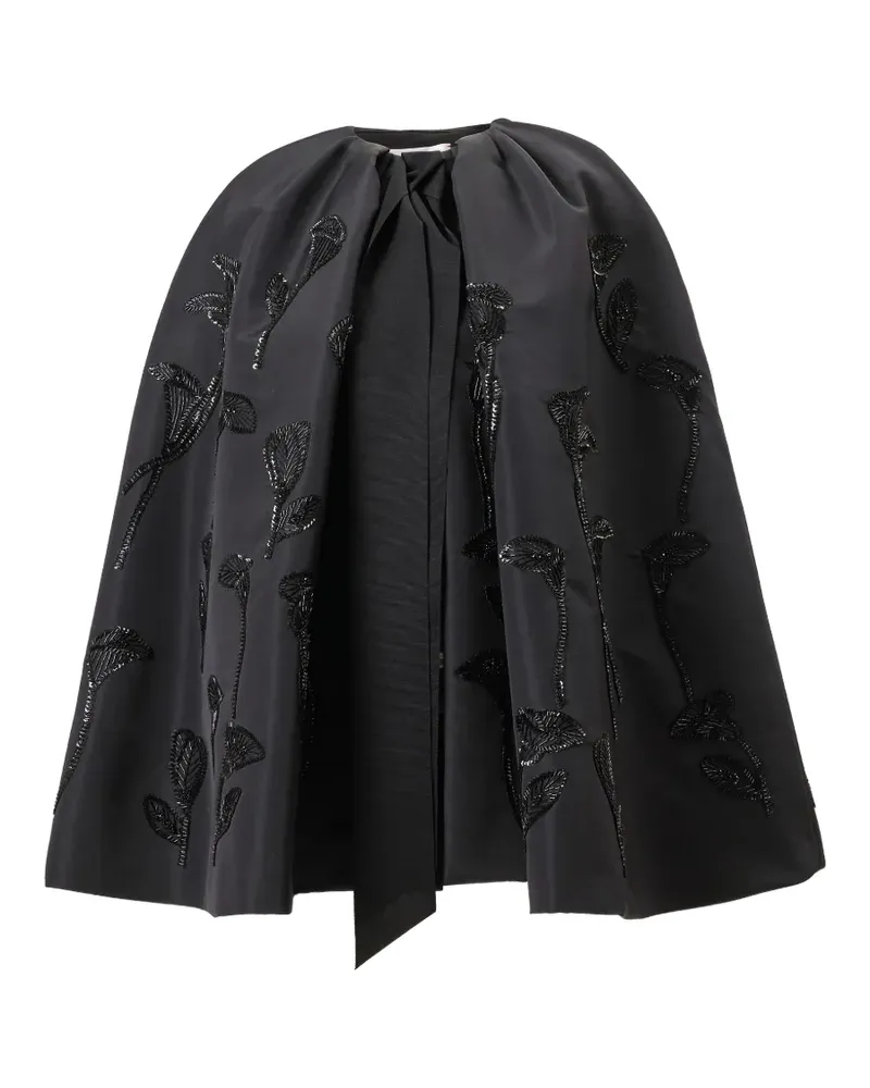 Carolina Herrera New York floral-embroidered silk cape - Schwarz Schwarz