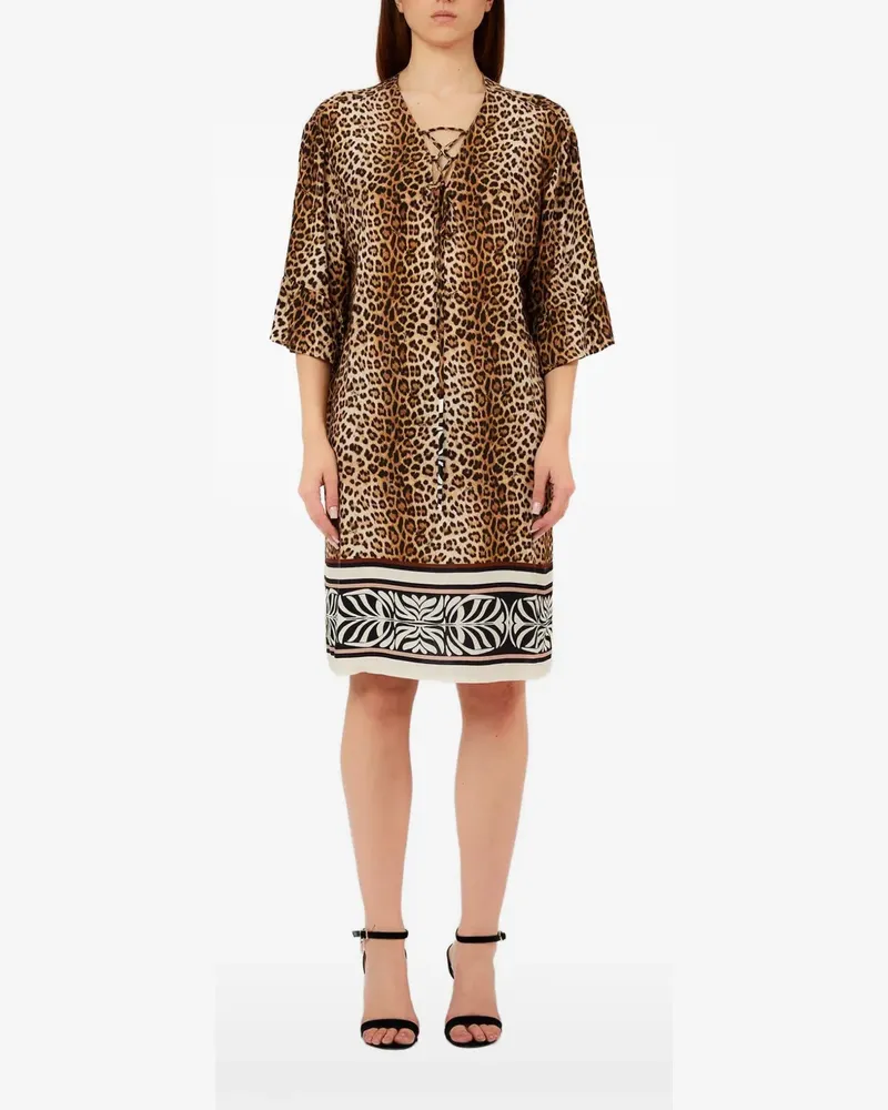 Liu Jo animal-print lace-up mini dress - Nude Nude