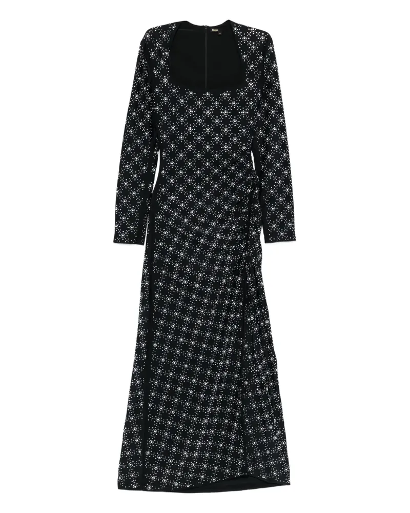 Maje Gemustertes Kleid mit eckigem Ausschnitt - Schwarz Schwarz