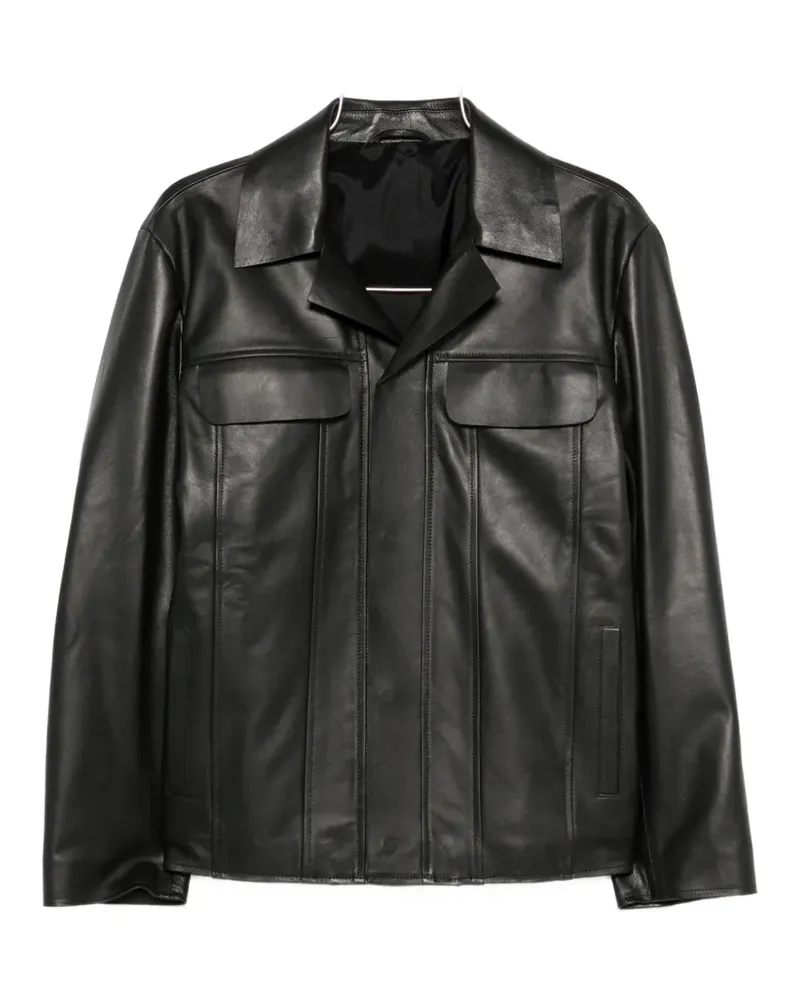 LARDINI leather flap-pocket jacket - Schwarz Schwarz