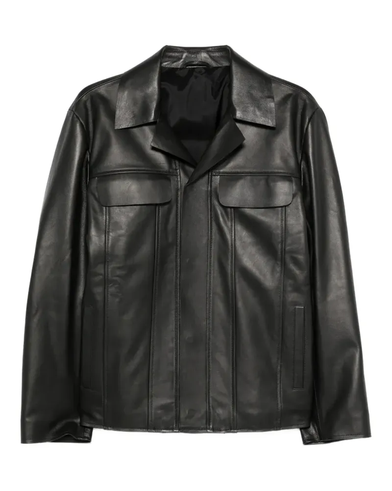 LARDINI leather flap-pocket jacket - Schwarz Schwarz