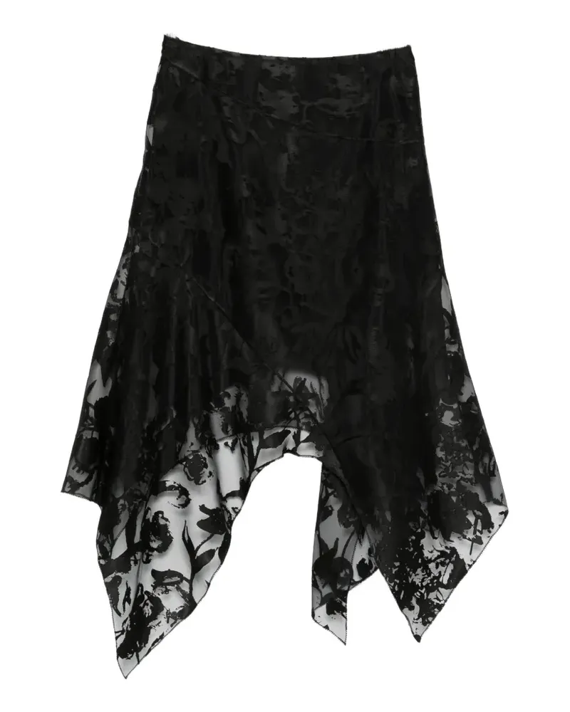 Alexander McQueen flower devoré asymmetric skirt - Schwarz Schwarz