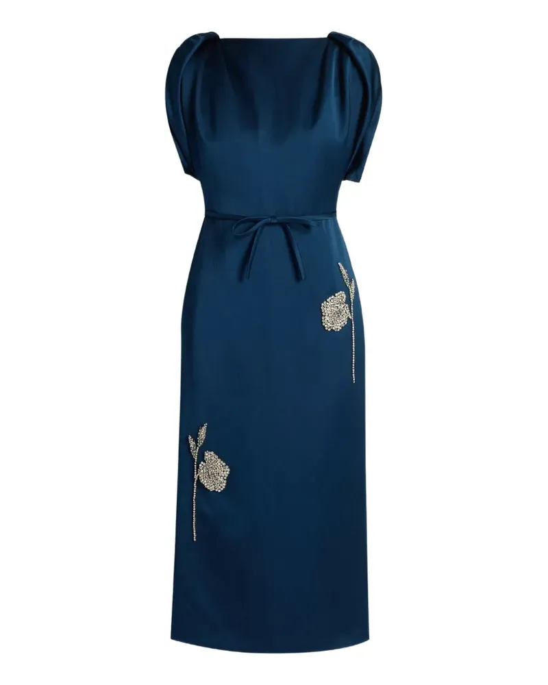 Erdem embroidered satin midi party dress - Blau Blau