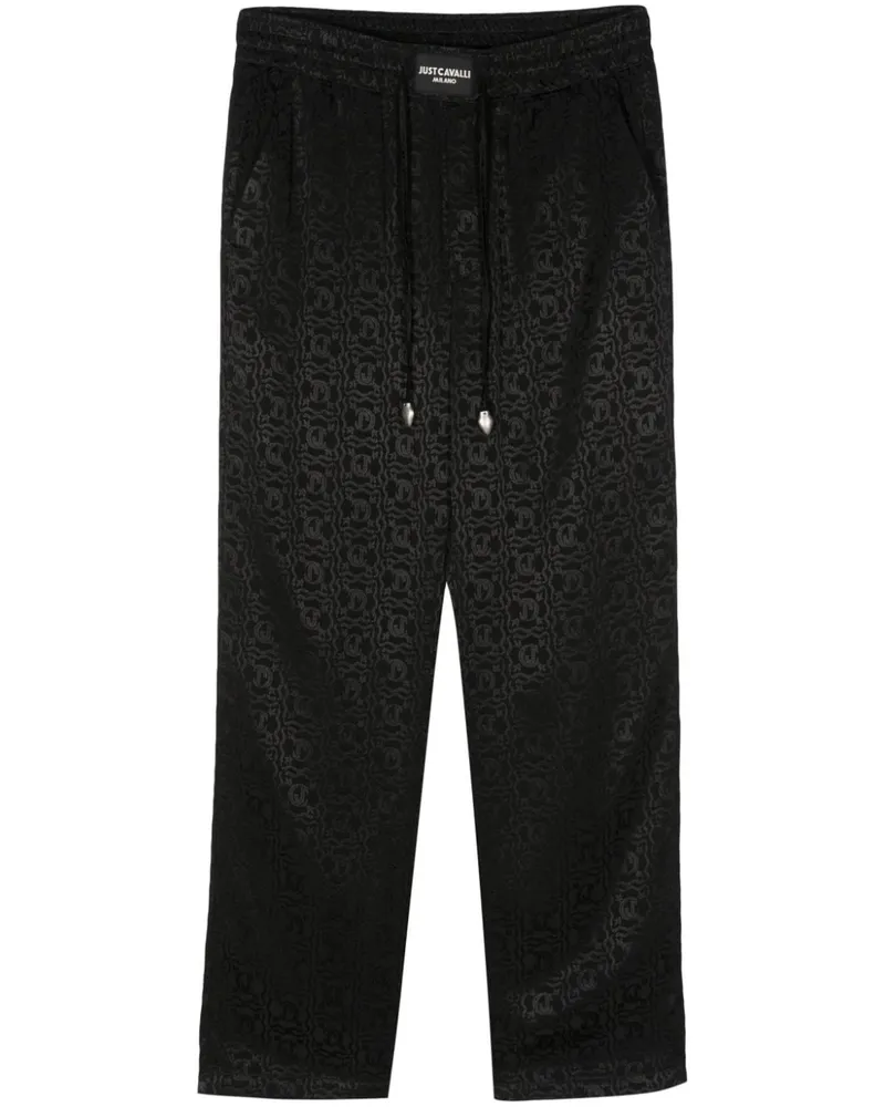 Just Cavalli Gerade Hose mit Jacquard-Logo Schwarz