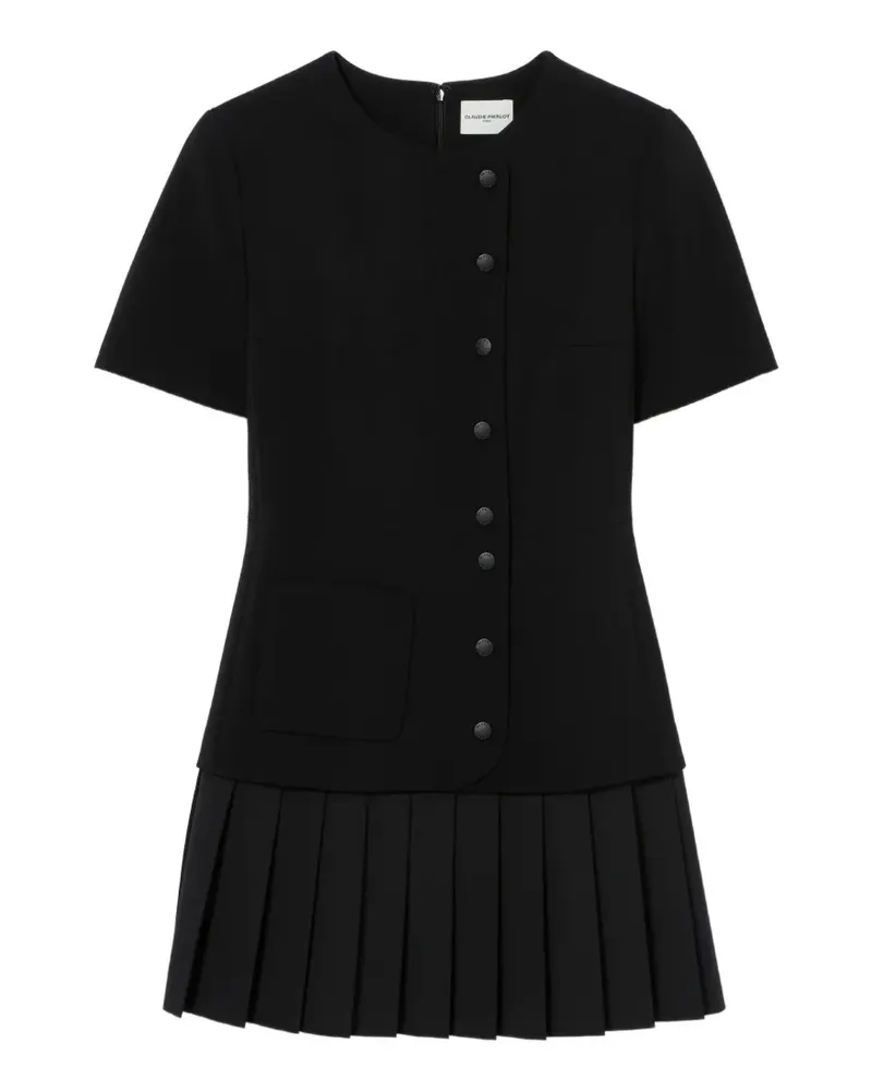 Claudie Pierlot Kurzes Kleid mit Schößchen - Schwarz Schwarz