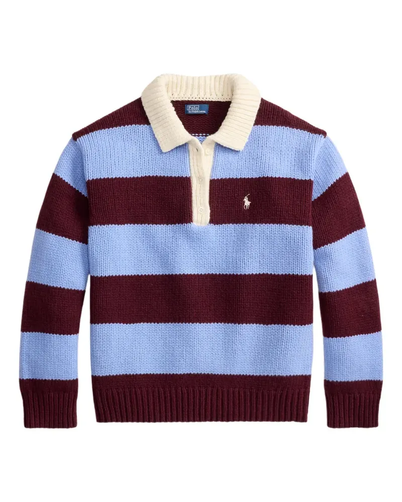 Ralph Lauren Gestreifter Pullover mit Polokragen - Rot Rot